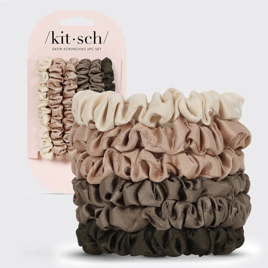 Ultra Petite Satin Scrunchies 6pc - Eucalyptus KITSCH