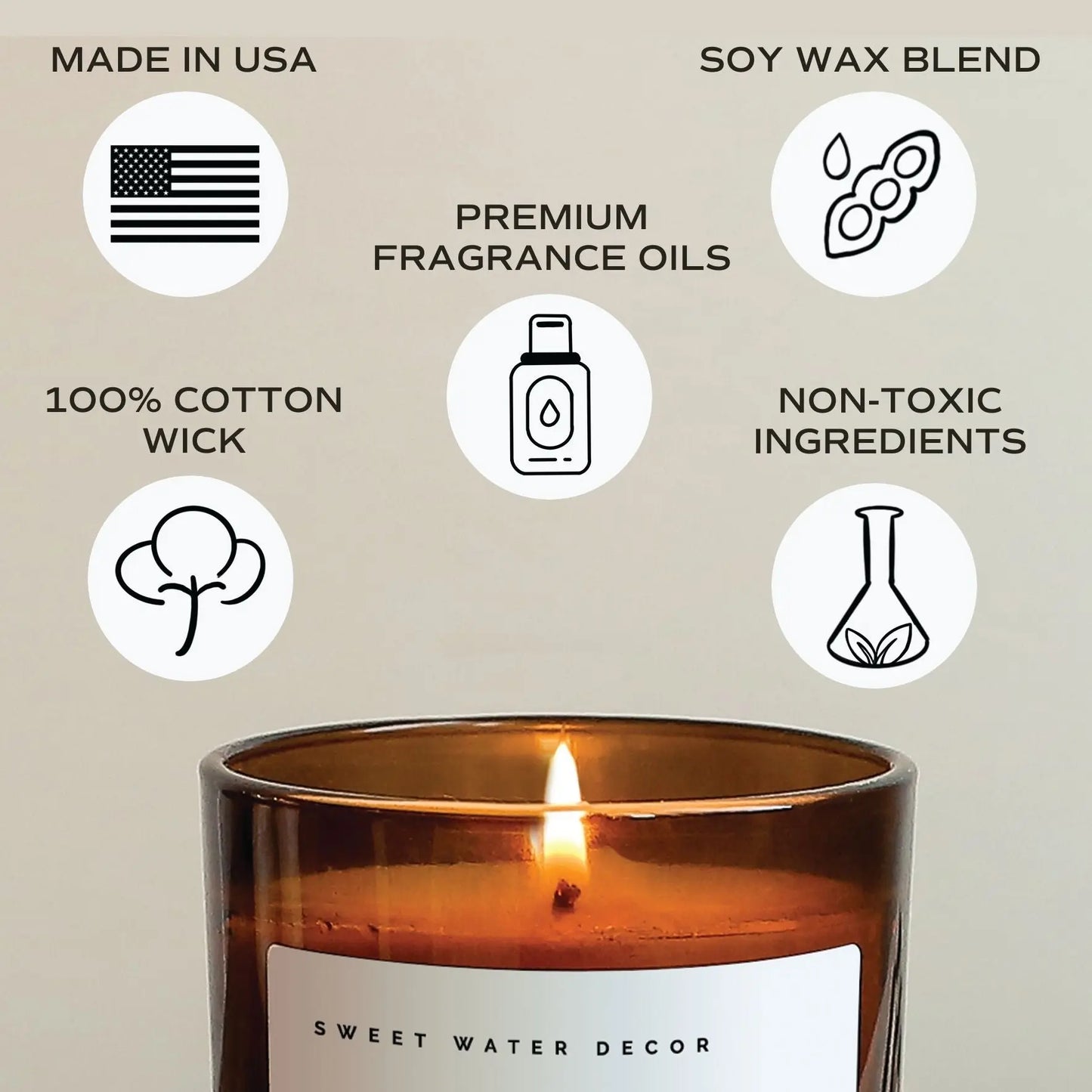 Cashmere and Vanilla Soy Candle Sweet Water Decor