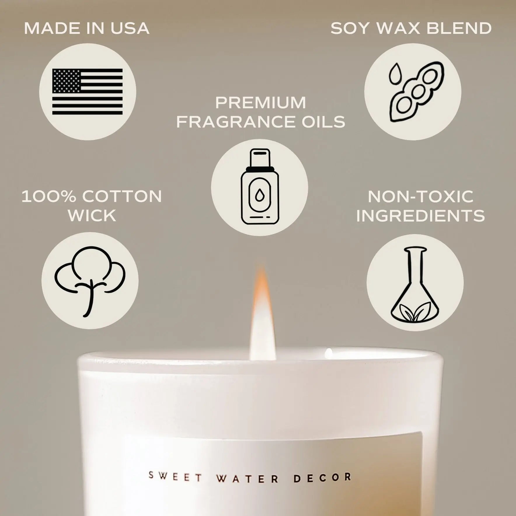 Cashmere and Vanilla Soy Candle Sweet Water Decor