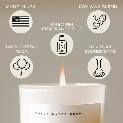 Cashmere and Vanilla Soy Candle Sweet Water Decor