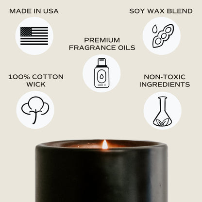 Cozy Season Soy Candle - Black Stoneware Jar - 12 oz Sweet Water Decor