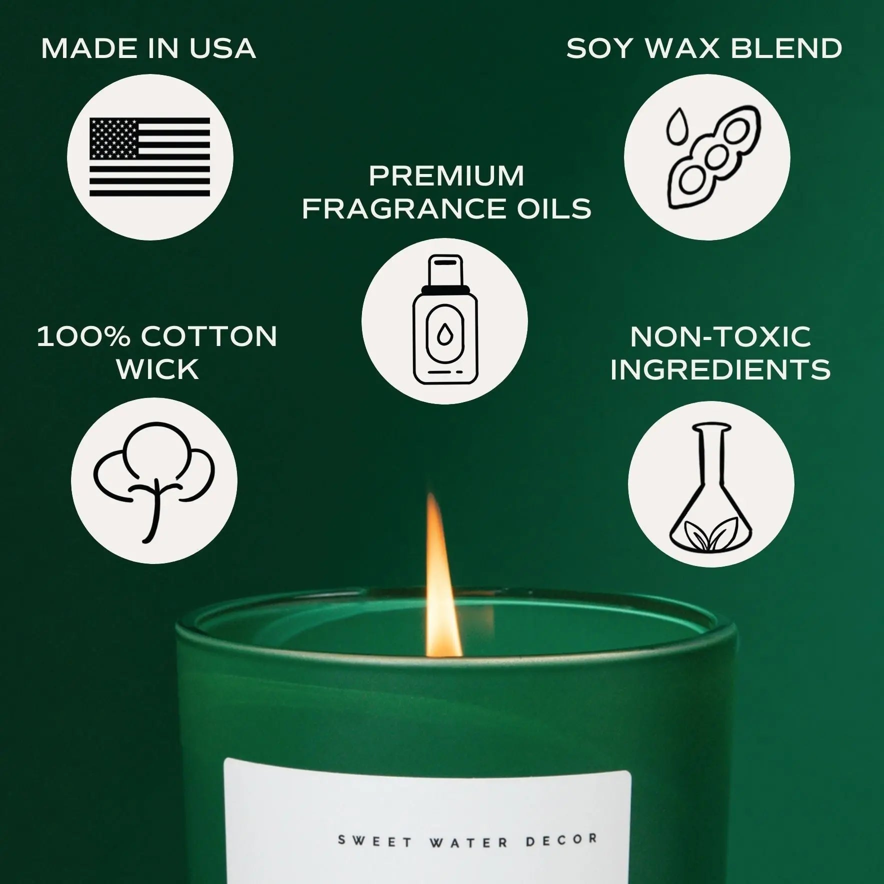 Holiday Cheer Soy Candle - Green Matte Jar - 15 oz - cleansefaceandbodybar