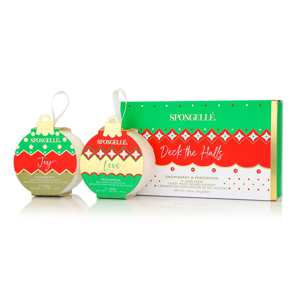 Deck the Halls | Holiday Ornament Gift Set Spongellé Cleanse Face & Body Bar