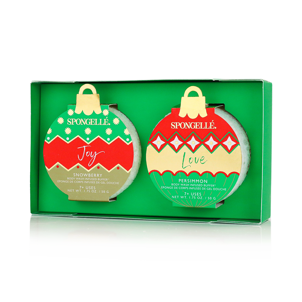 Deck the Halls | Holiday Ornament Gift Set Spongellé Cleanse Face & Body Bar