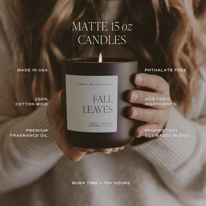 Hello Fall Soy Candle - Brown Matte Jar - 15 oz Sweet Water Decor Cleanse Face & Body Bar