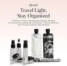 Black &amp; Ivory Travel Bottles for Toiletries 11pc Set cleansefaceandbodybar Cleanse Face &amp; Body Bar