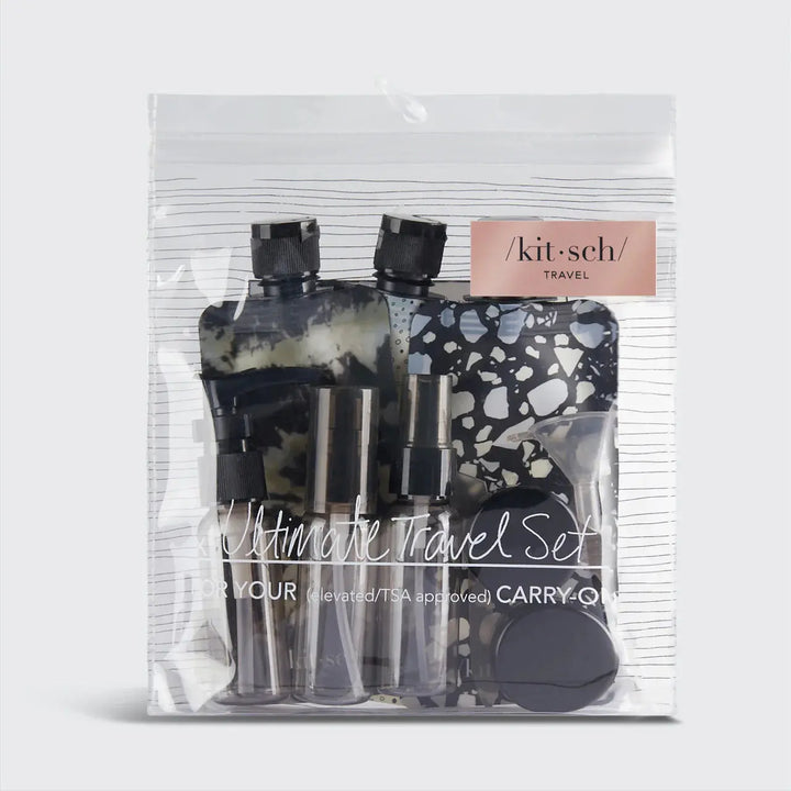 Black &amp; Ivory Travel Bottles for Toiletries 11pc Set