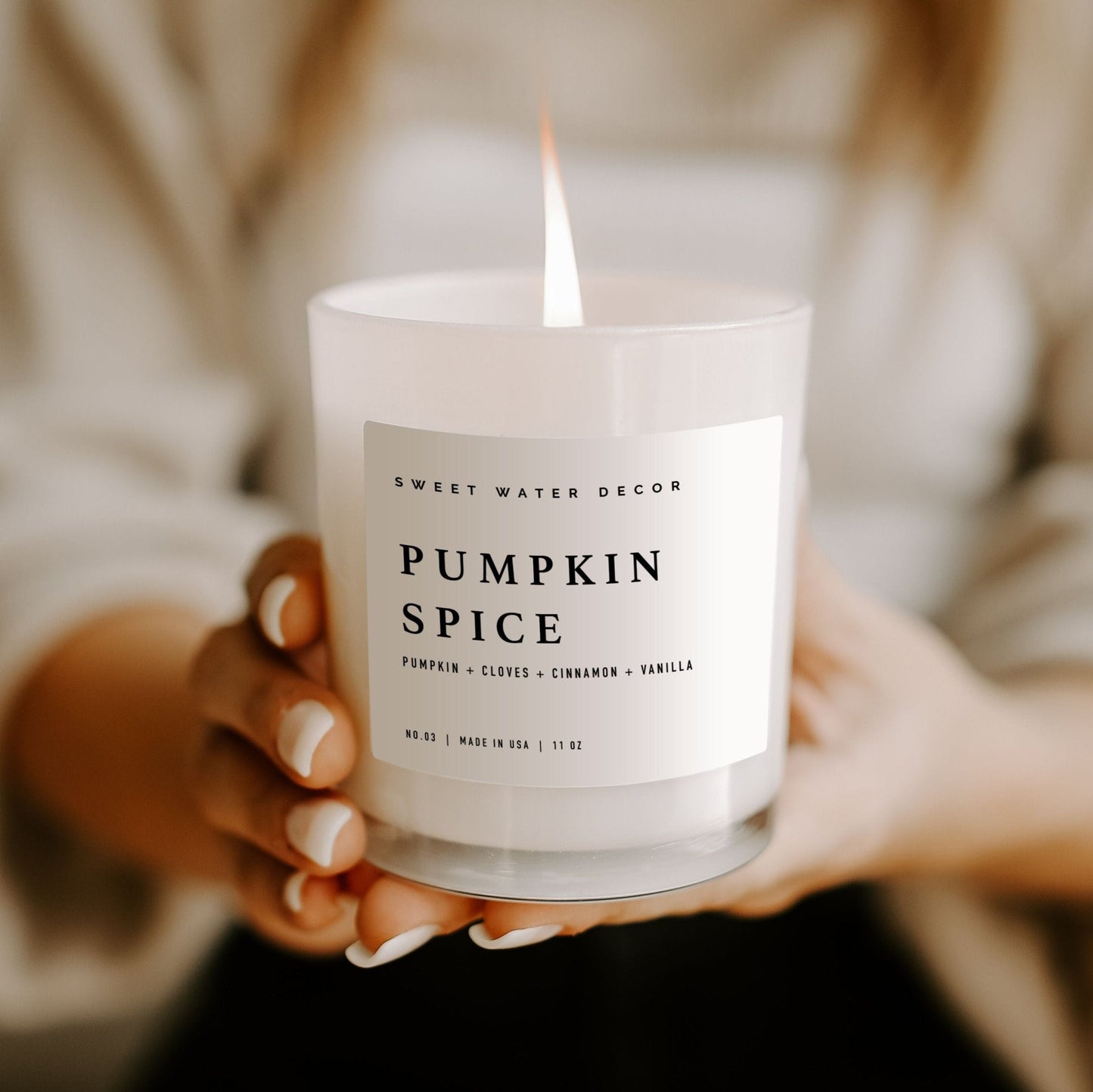 Pumpkin Spice Soy Candle - White Jar - 11 oz