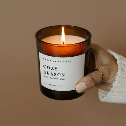 Cozy Season Soy Candle - Amber Jar - 11 oz