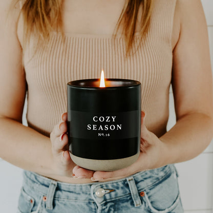 Cozy Season Soy Candle - Black Stoneware Jar - 12 oz Sweet Water Decor