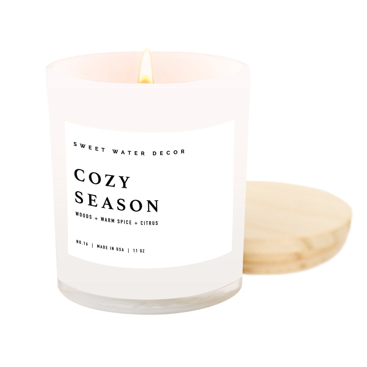 Cozy Season Soy Candle - White Jar - 11 oz Sweet Water Decor