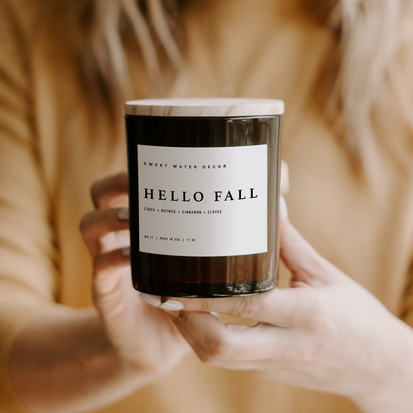 Hello Fall Soy Candle - Amber Jar - 11 oz