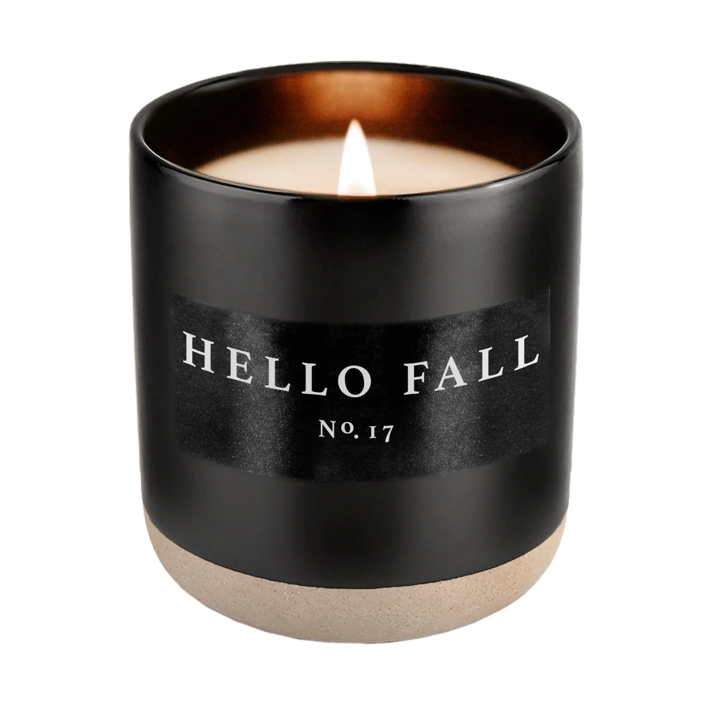 Hello Fall Soy Candle - Black Stoneware Jar - 12 oz Sweet Water Decor