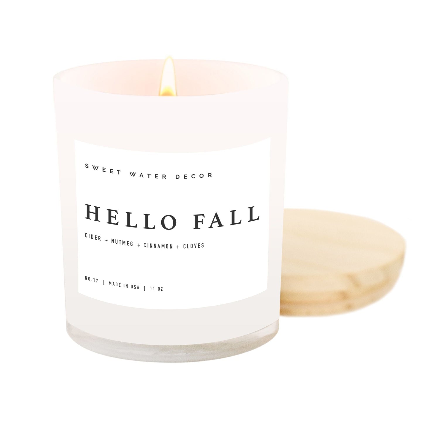 Hello Fall Soy Candle - White Jar - 11 oz Sweet Water Decor