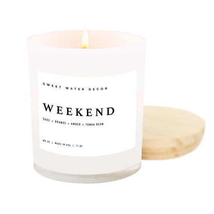 Weekend Soy Candle - White Jar - 11 oz - cleansefaceandbodybar