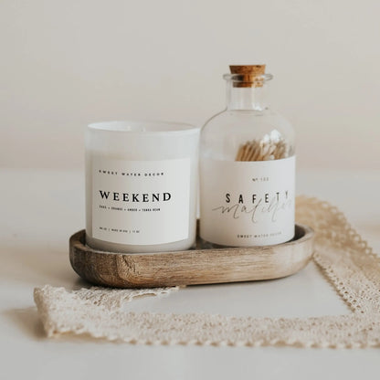 Weekend Soy Candle - White Jar - 11 oz - cleansefaceandbodybar