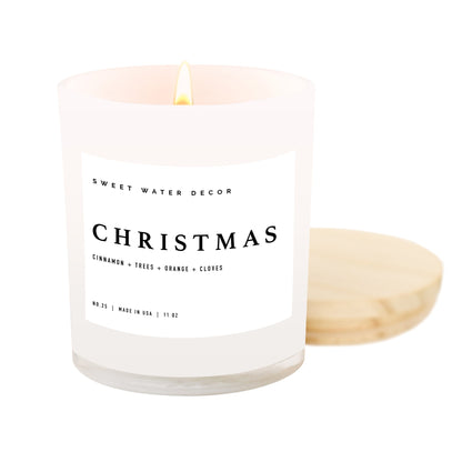 Christmas Soy Candle - White Jar - 11 oz Sweet Water Decor