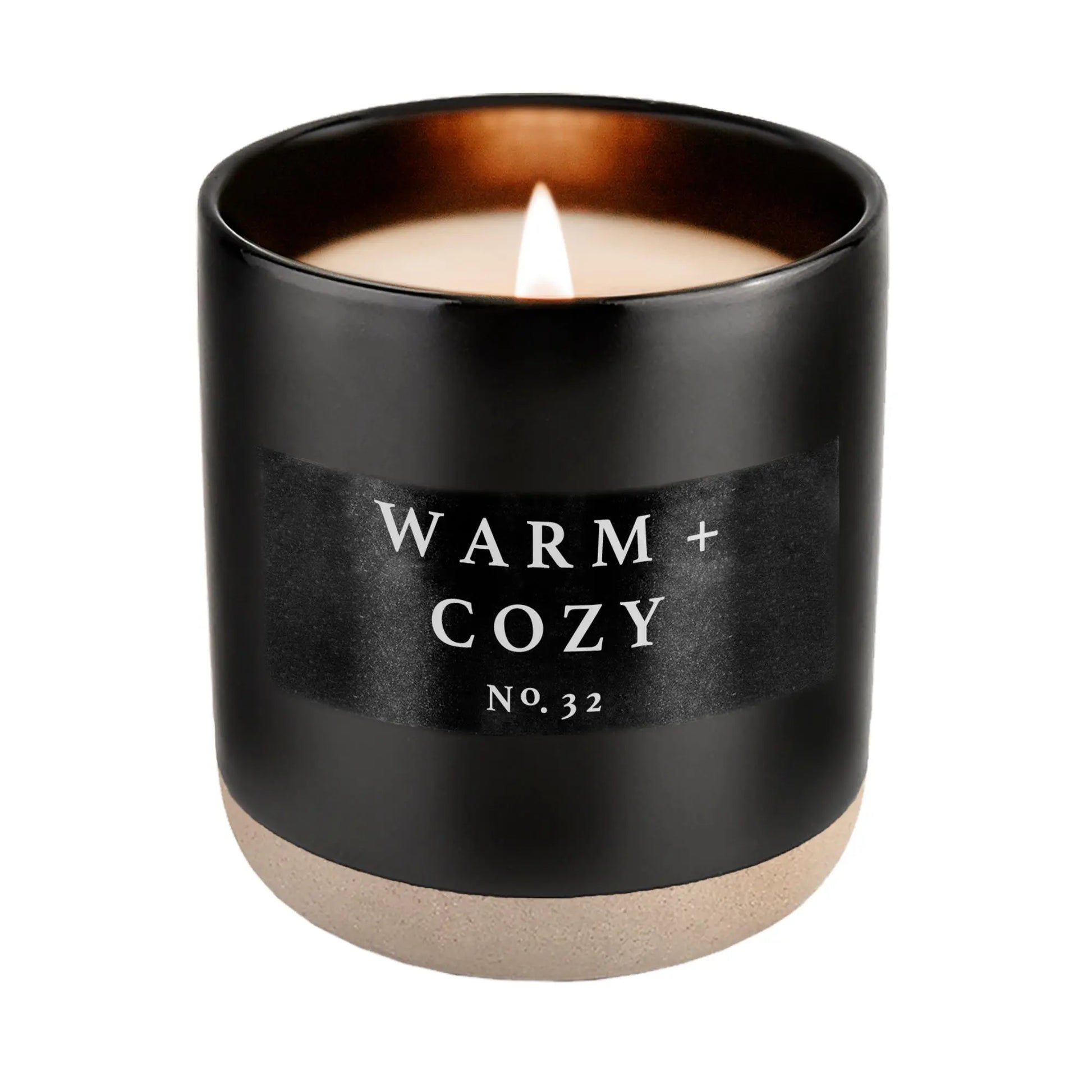 Warm and Cozy Soy Candle - Black Stoneware Jar - 12 oz - cleansefaceandbodybar