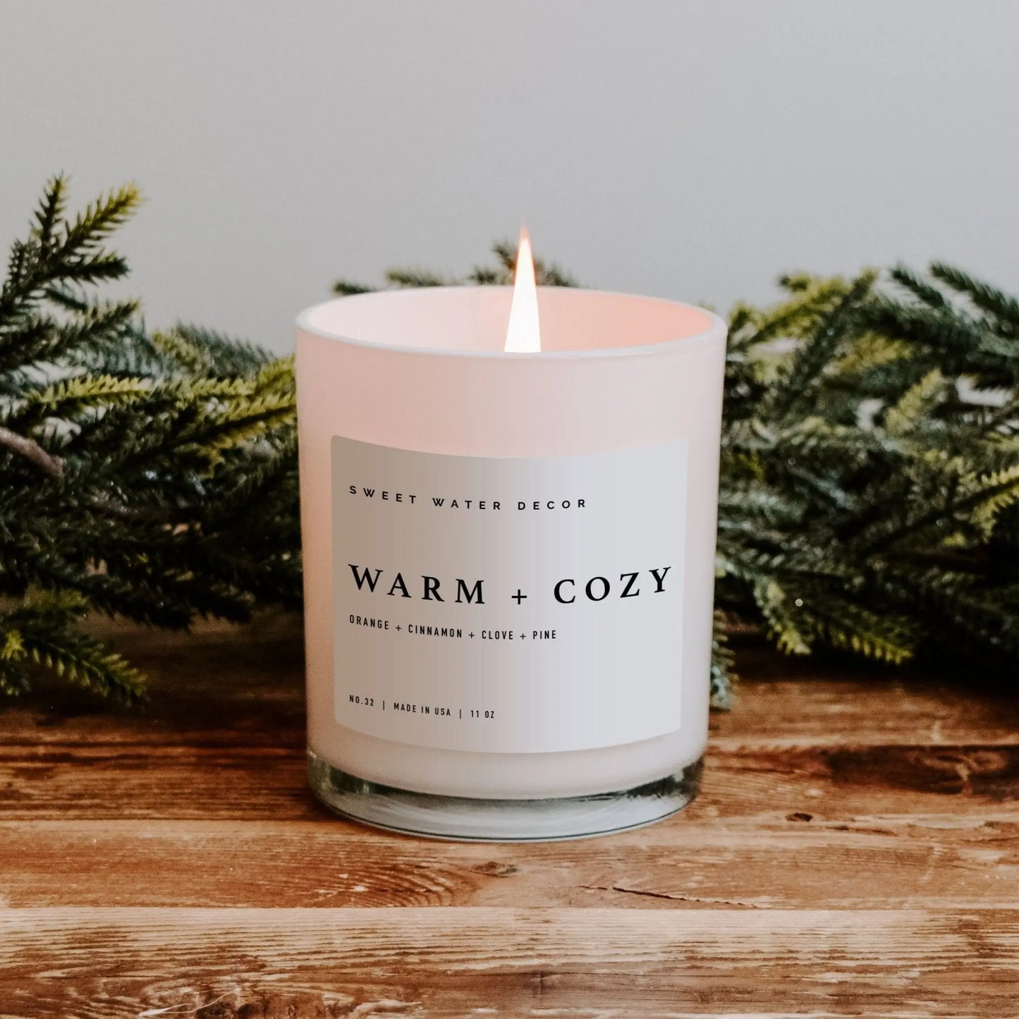 Warm and Cozy Soy Candle - White Jar - 11 oz - cleansefaceandbodybar