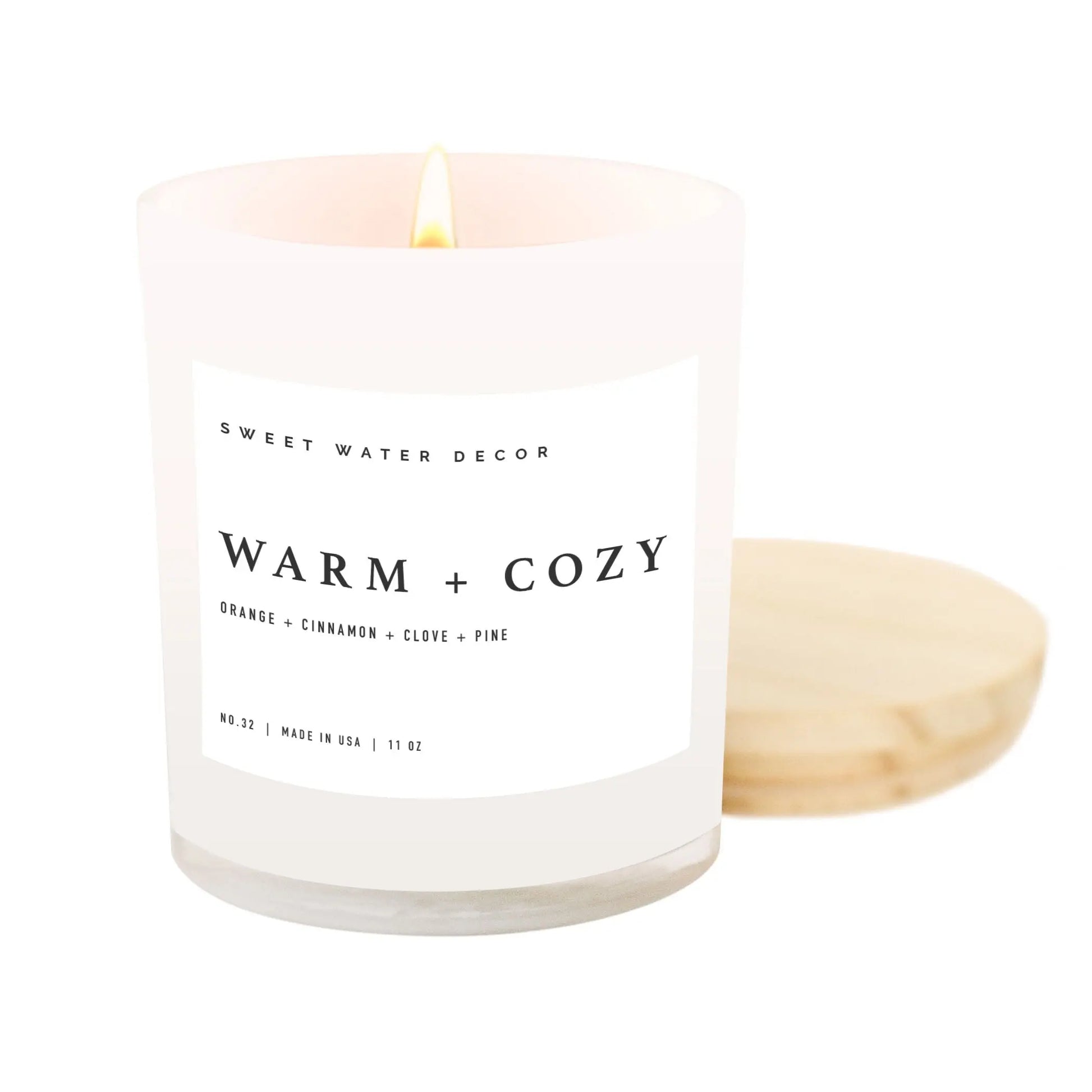 Warm and Cozy Soy Candle - White Jar - 11 oz - cleansefaceandbodybar