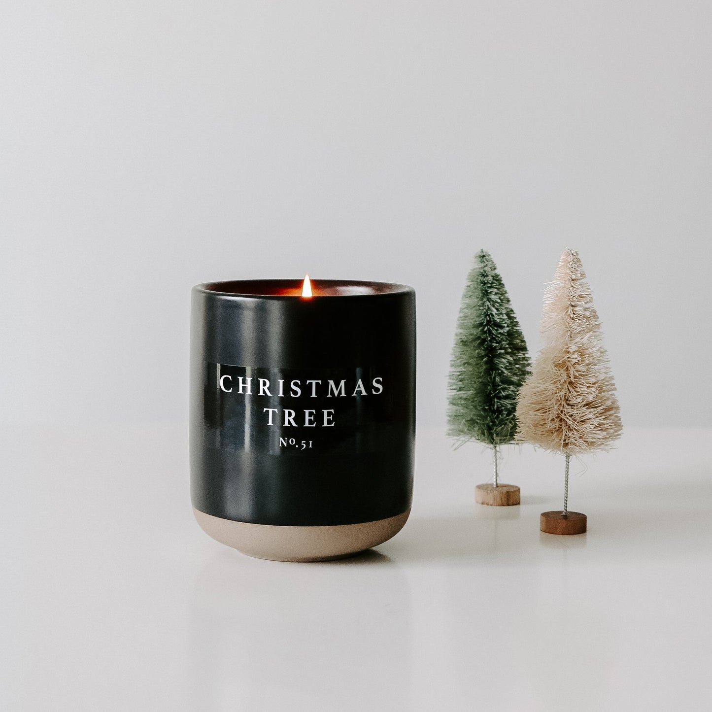 Christmas Tree Soy Candle - Black Stoneware Jar - 12 oz