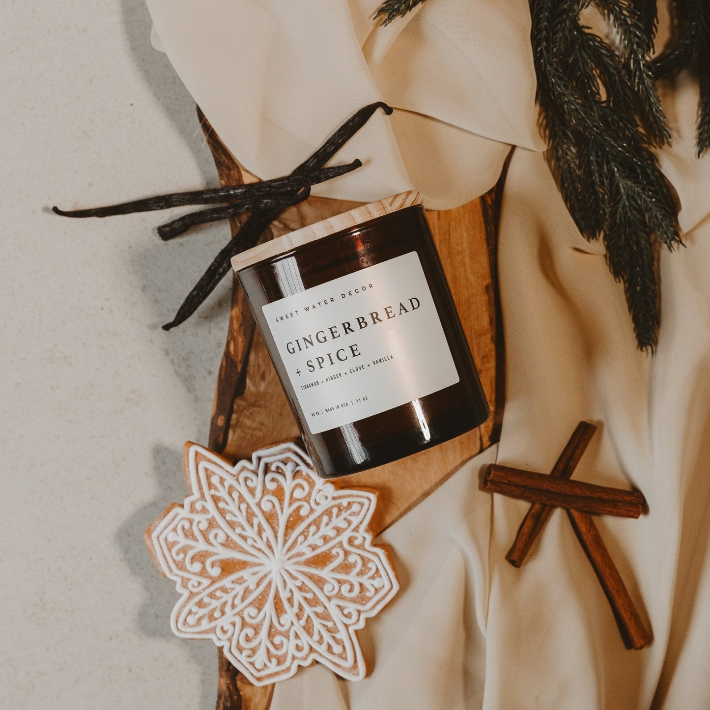 Gingerbread and Spice Soy Candle - Amber Jar - 11 oz Sweet Water Decor