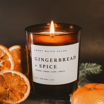 Gingerbread and Spice Soy Candle - Amber Jar - 11 oz