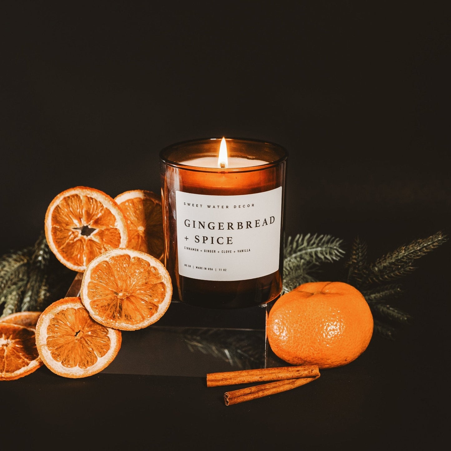 Gingerbread and Spice Soy Candle - Amber Jar - 11 oz Sweet Water Decor