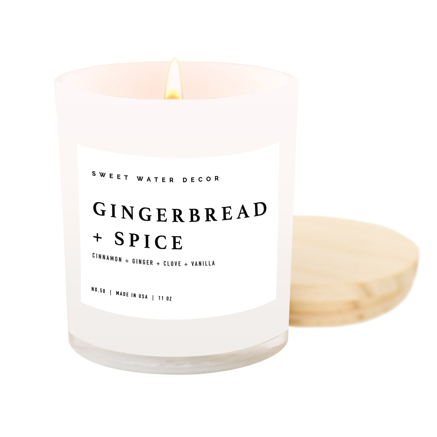 Gingerbread and Spice Soy Candle - White Jar - 11 oz Sweet Water Decor