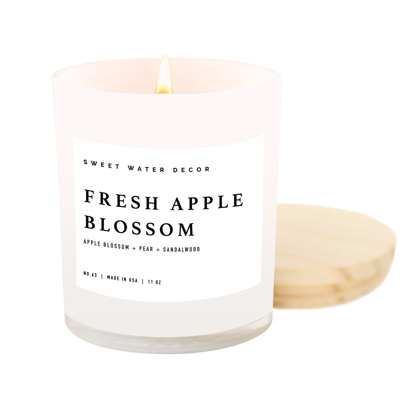 Fresh Apple Blossom Soy Candle - White Jar - 11 oz Sweet Water Decor