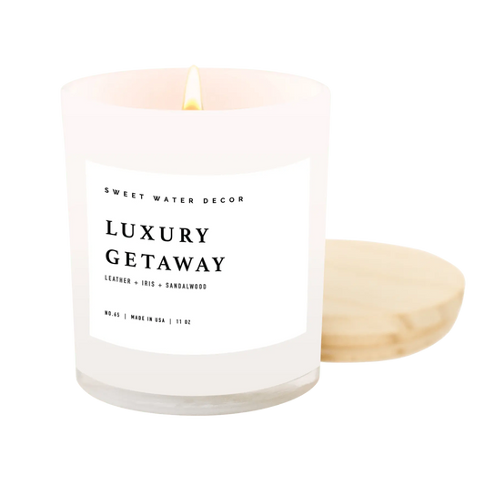 Luxury Getaway Soy Candle - White Jar - 11 oz - cleansefaceandbodybar