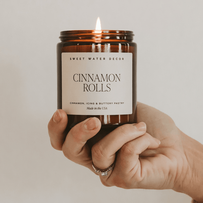 Cinnamon Rolls Soy Candle - Amber Jar - 9 oz Sweet Water Decor