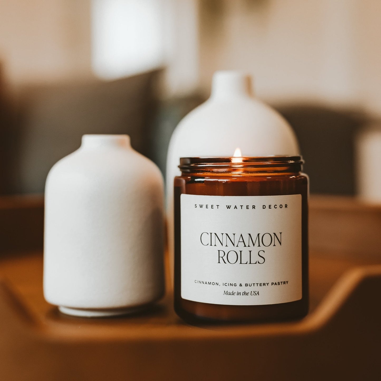 Cinnamon Rolls Soy Candle - Amber Jar - 9 oz Sweet Water Decor