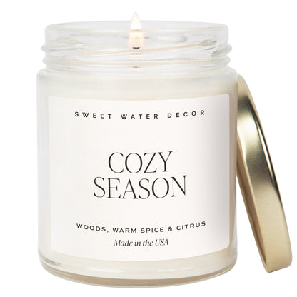 Cozy Season Soy Candle - Clear Jar - 9 oz Sweet Water Decor