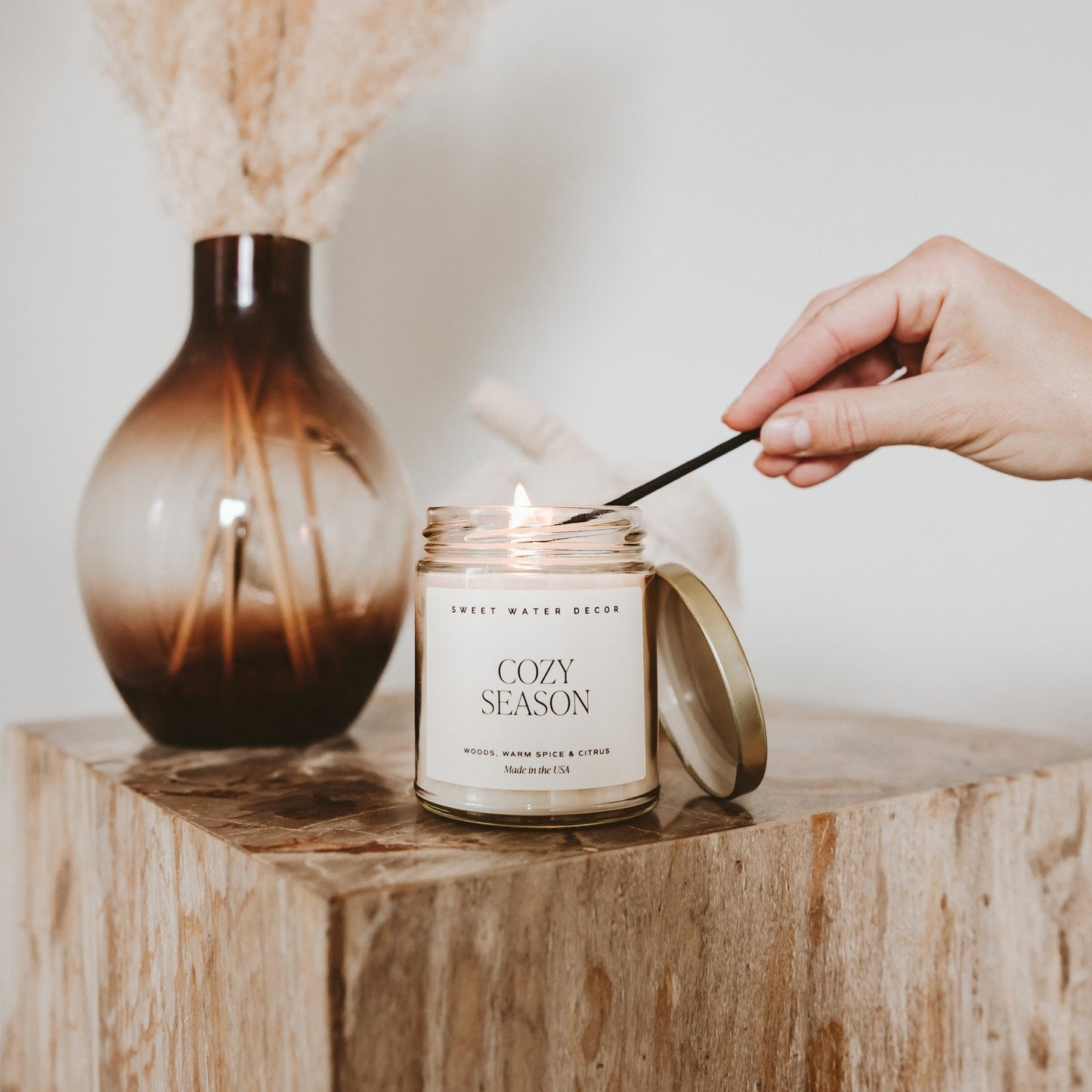 Cozy Season Soy Candle - Clear Jar - 9 oz