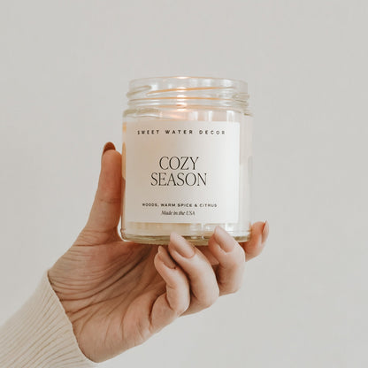 Cozy Season Soy Candle - Clear Jar - 9 oz Sweet Water Decor