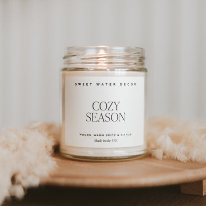 Cozy Season Soy Candle - Clear Jar - 9 oz Sweet Water Decor