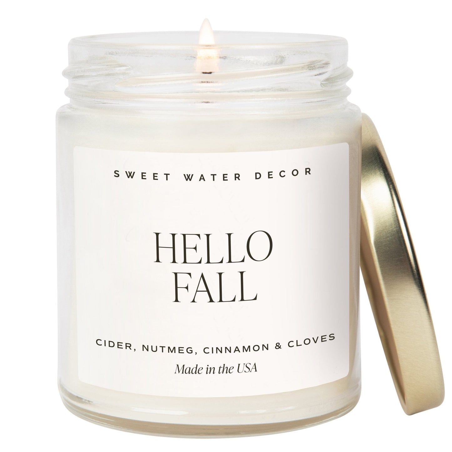 Hello Fall Soy Candle - Clear Jar - 9 oz Sweet Water Decor