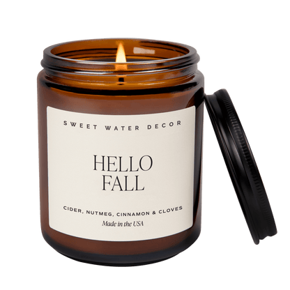 Hello Fall Soy Candle - Amber Jar - 9 oz