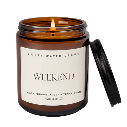 Weekend Soy Candle - Amber Jar - 9 oz - cleansefaceandbodybar