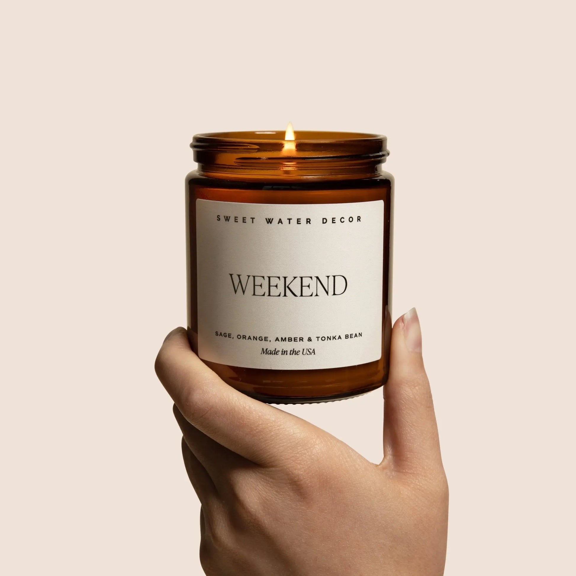 Weekend Soy Candle - Amber Jar - 9 oz - cleansefaceandbodybar