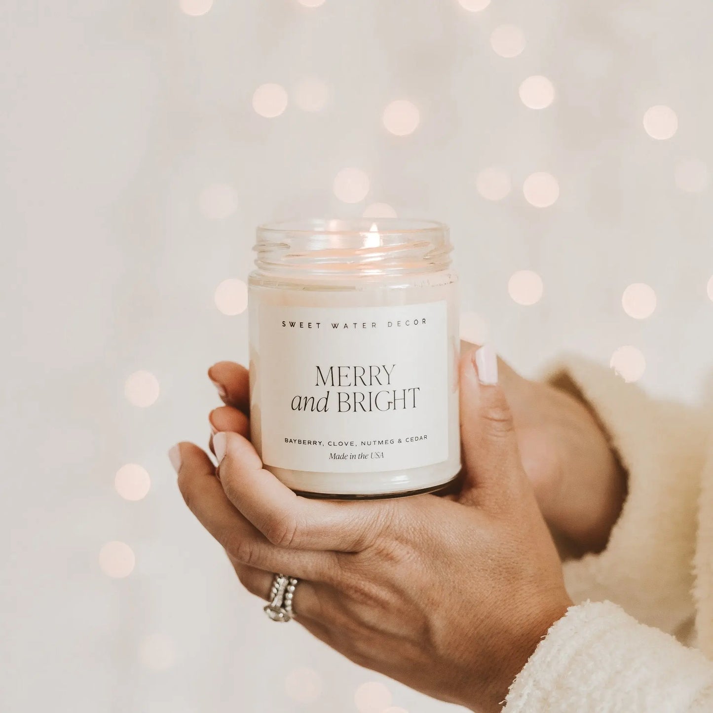 Merry and Bright Soy Candle - Clear Jar - 9 oz - cleansefaceandbodybar