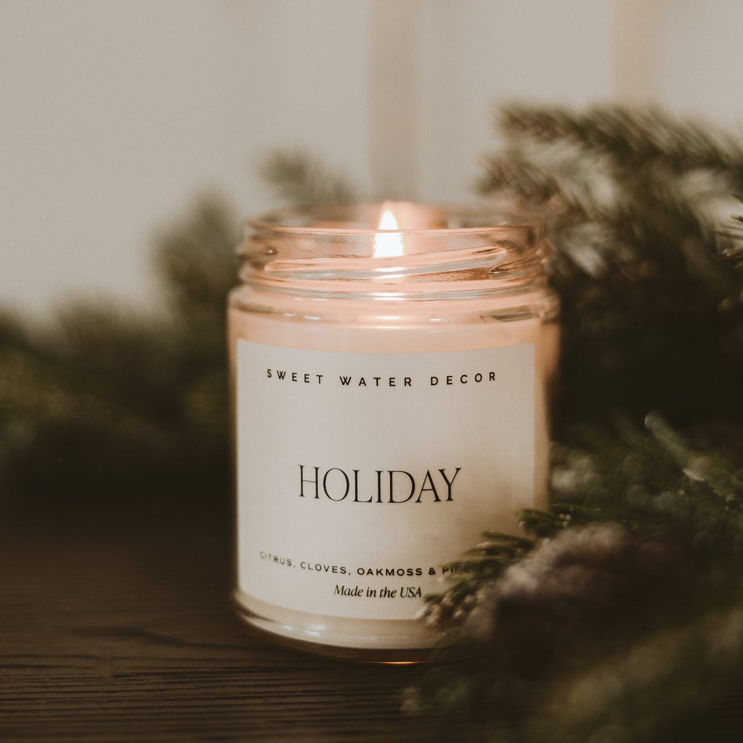 Holiday Soy Candle - Clear Jar - 9 oz - cleansefaceandbodybar