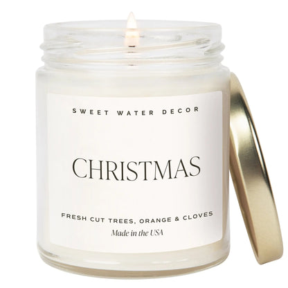 Christmas Soy Candle - Clear Jar - 9 oz Sweet Water Decor