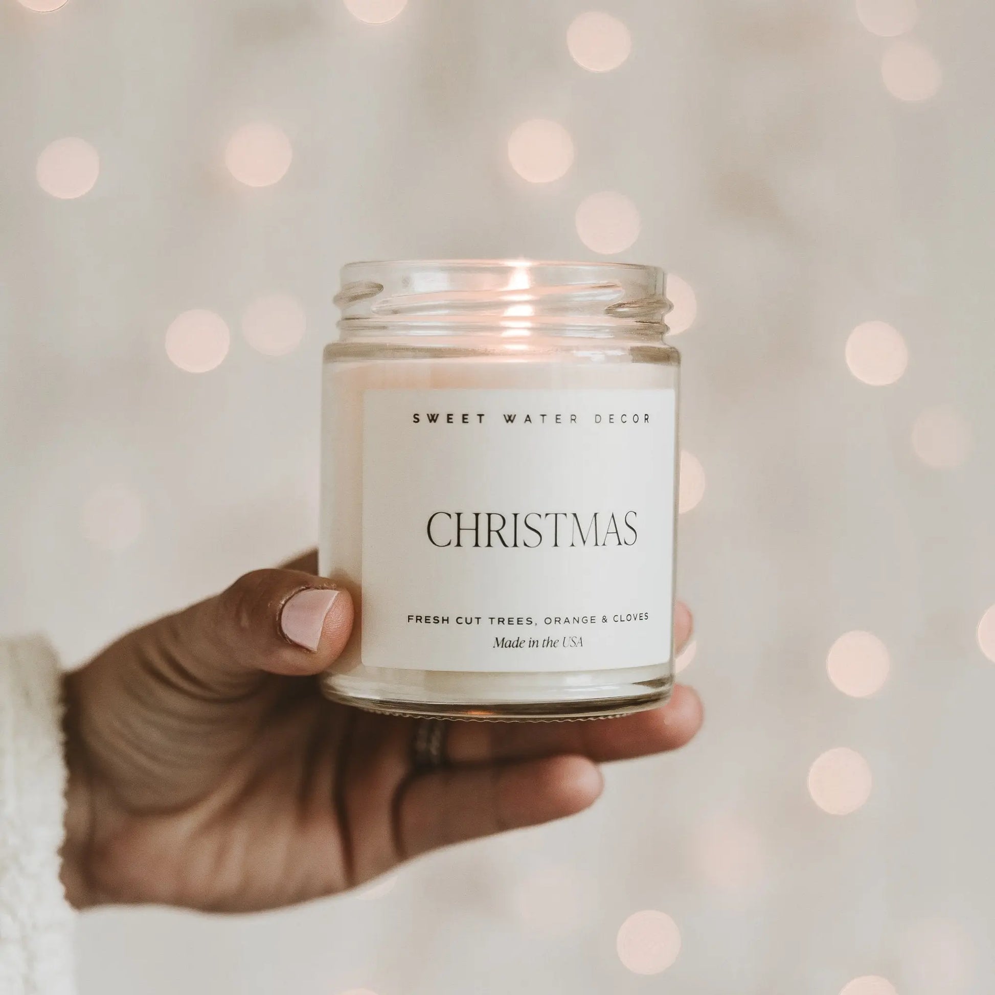 Christmas Soy Candle - Clear Jar - 9 oz Sweet Water Decor