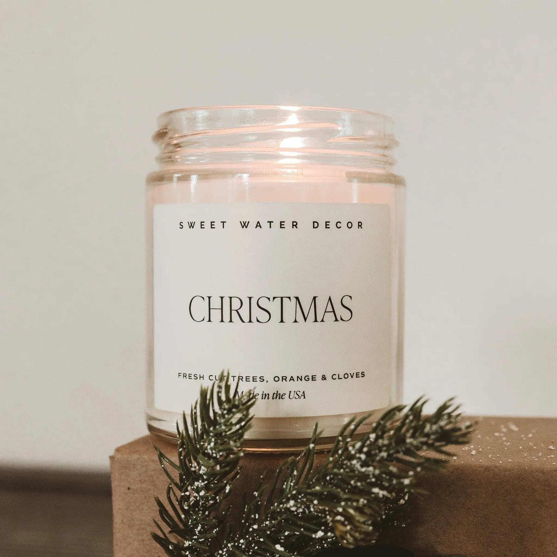 Christmas Soy Candle - Clear Jar - 9 oz Sweet Water Decor