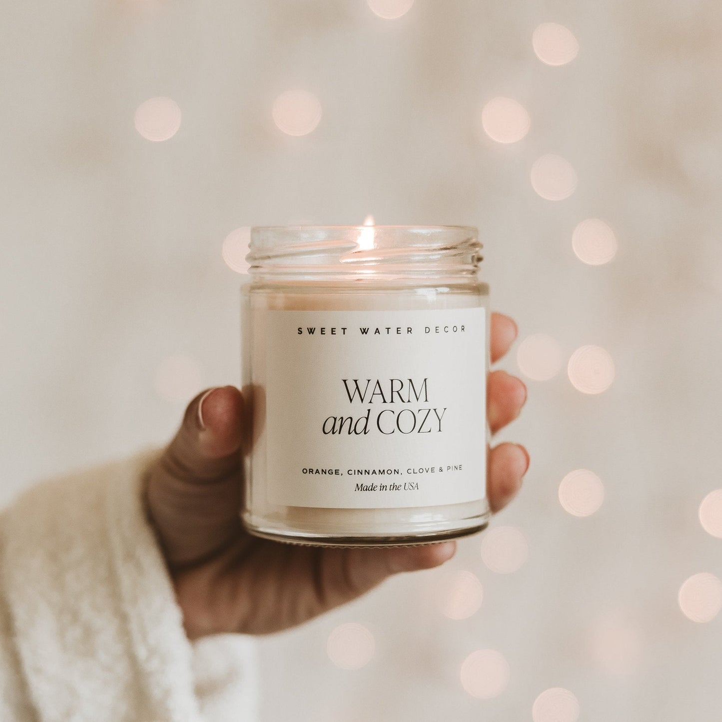 Warm and Cozy Soy Candle - Clear Jar - 9 oz - cleansefaceandbodybar