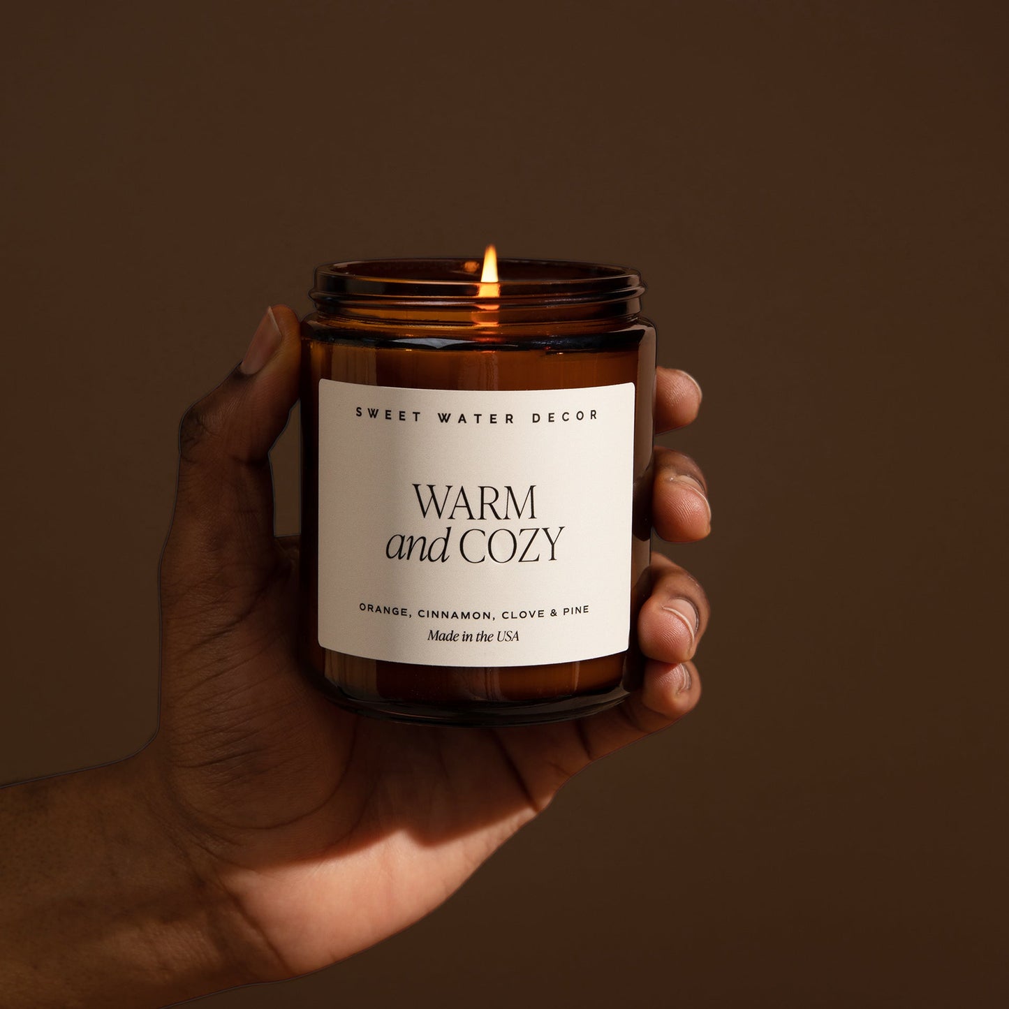 Warm and Cozy Soy Candle - Amber Jar - 9 oz - cleansefaceandbodybar