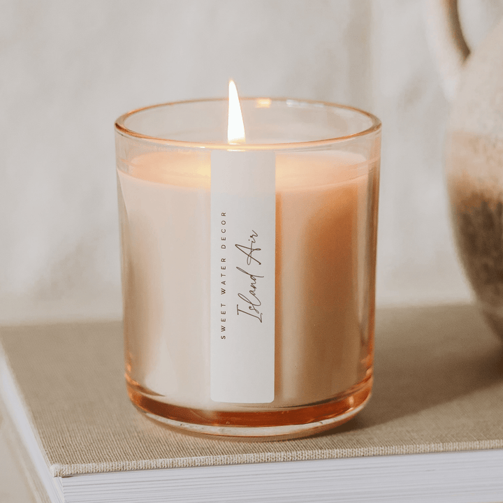 Island Air Soy Candle - Tinted Glass Jar - 12 oz Sweet Water Decor Cleanse Face & Body Bar
