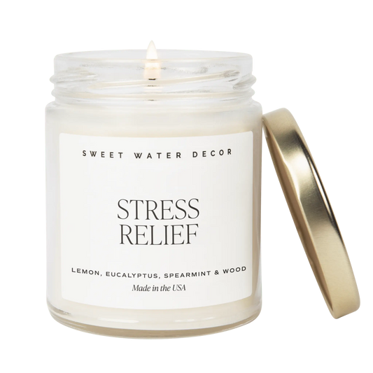 Stress Relief Soy Candle - Clear Jar - 9 oz - cleansefaceandbodybar